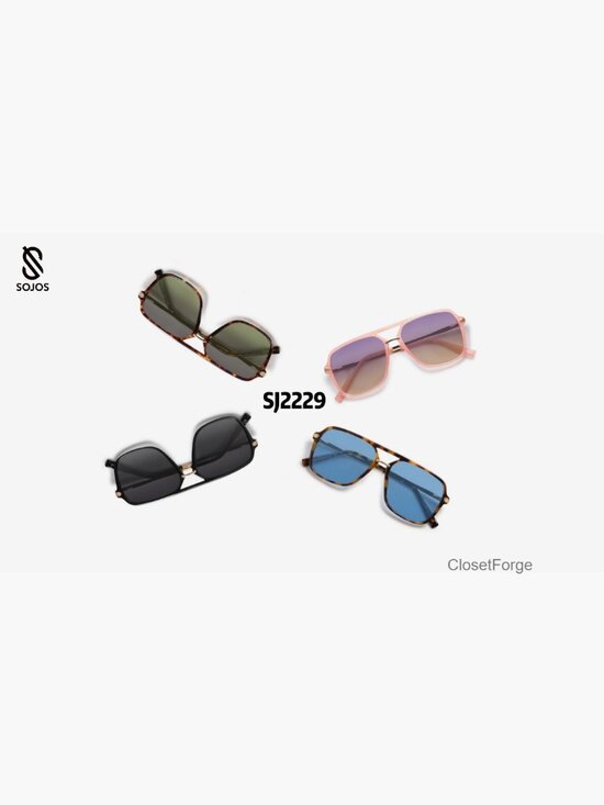 Retro Square Polarized Aviator Sunglasses Unisex 90s Shades main image 7